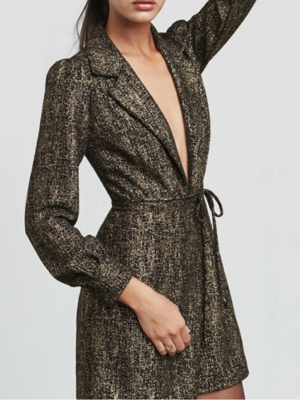 Reformation Skyler Metallic Wrap Dress party festive statement